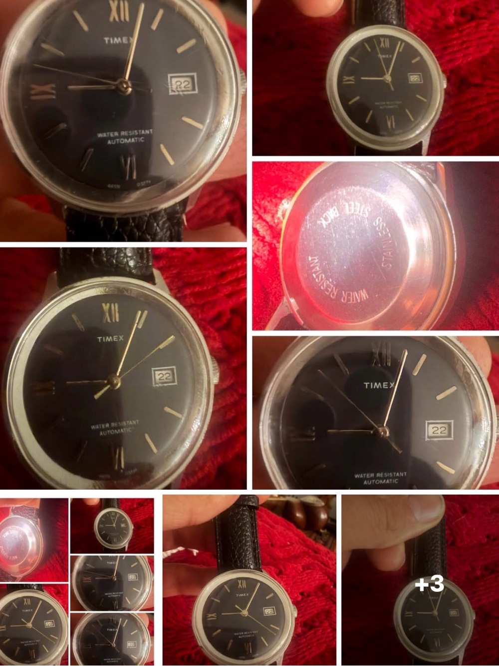 Vintage Timex Black Dial Watch 1974 works great, keeps time perfectly